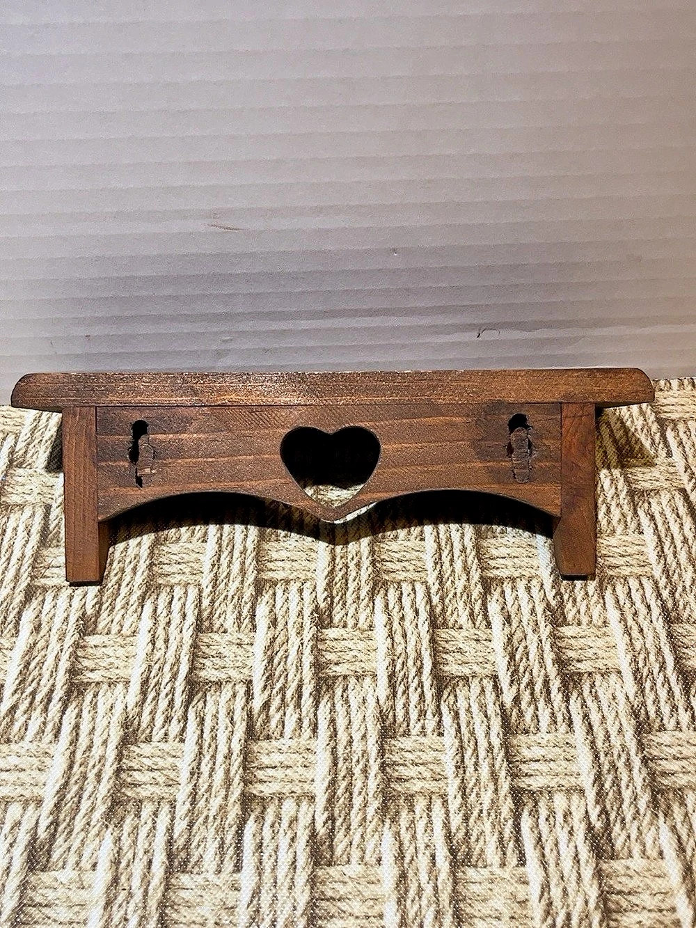 Brown & Black Wooden Heart Cutout Wall Shelf